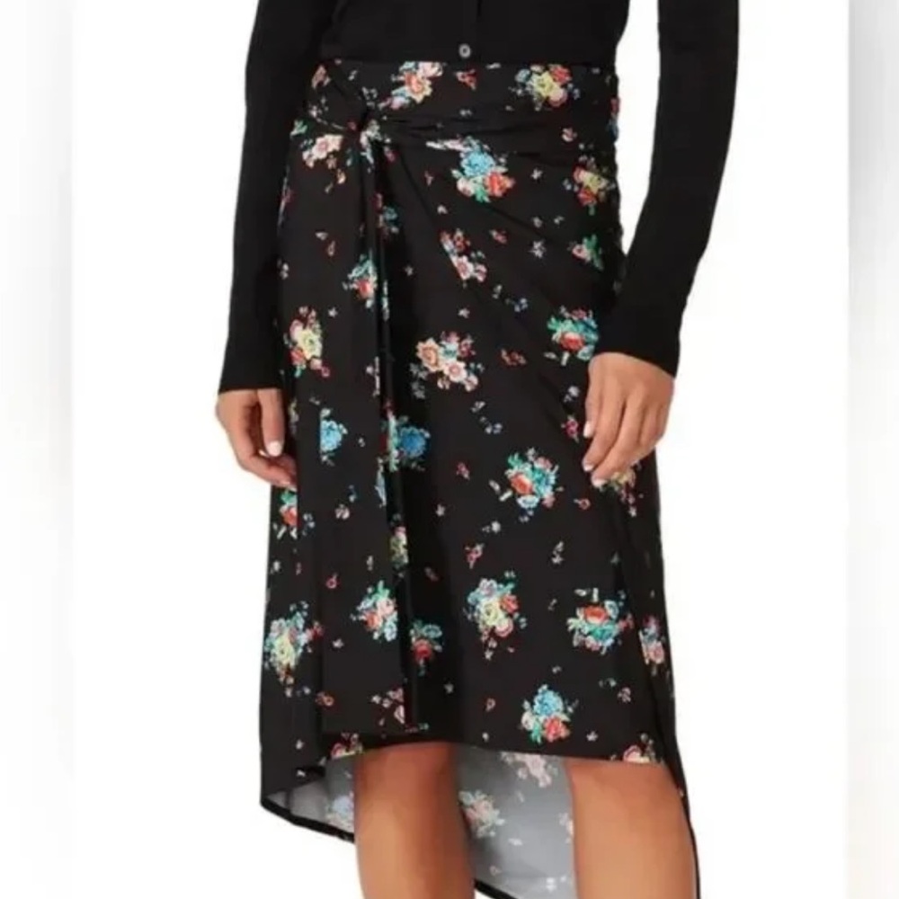 Paco Rabanne Black Floral Asymmetrical Skirt - Picture 3 of 9